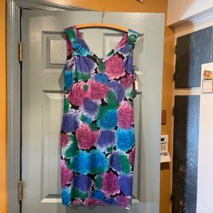 Vintage Studio LA sleeveless dress, gorgeous blue, purple floral w/tags, sz 8